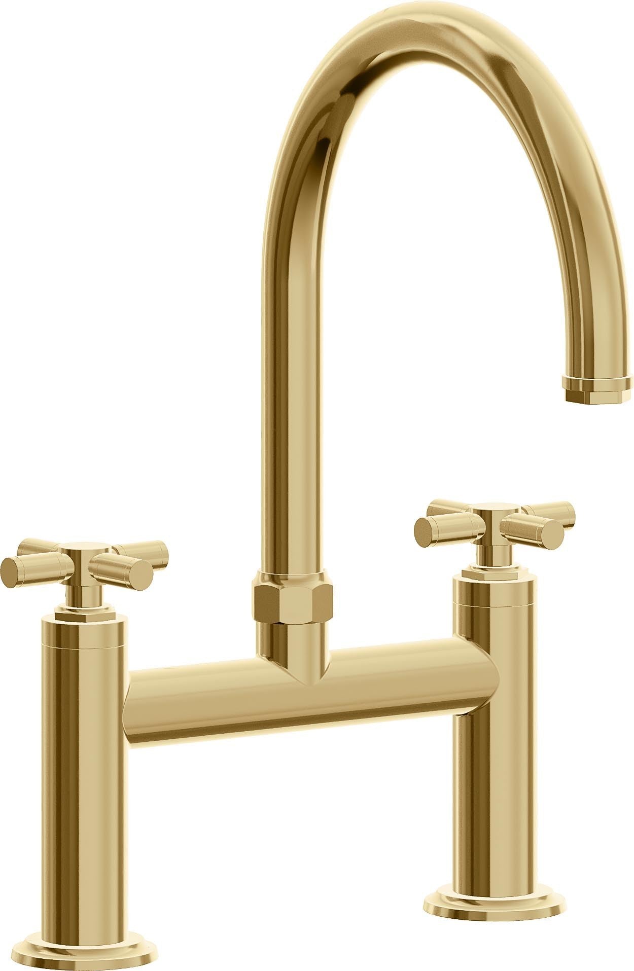 California Faucets Descanso Llave de Cocina Tipo Puente Industrial - Pico en Arco - Oro Francés