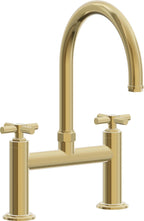California Faucets Descanso Llave de Cocina Tipo Puente Industrial - Pico en Arco - Oro Pulido de por Vida