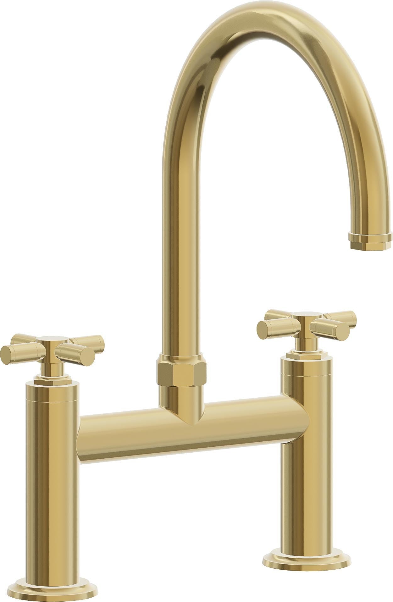 California Faucets Descanso Llave de Cocina Tipo Puente Industrial - Pico en Arco - Oro Pulido de por Vida