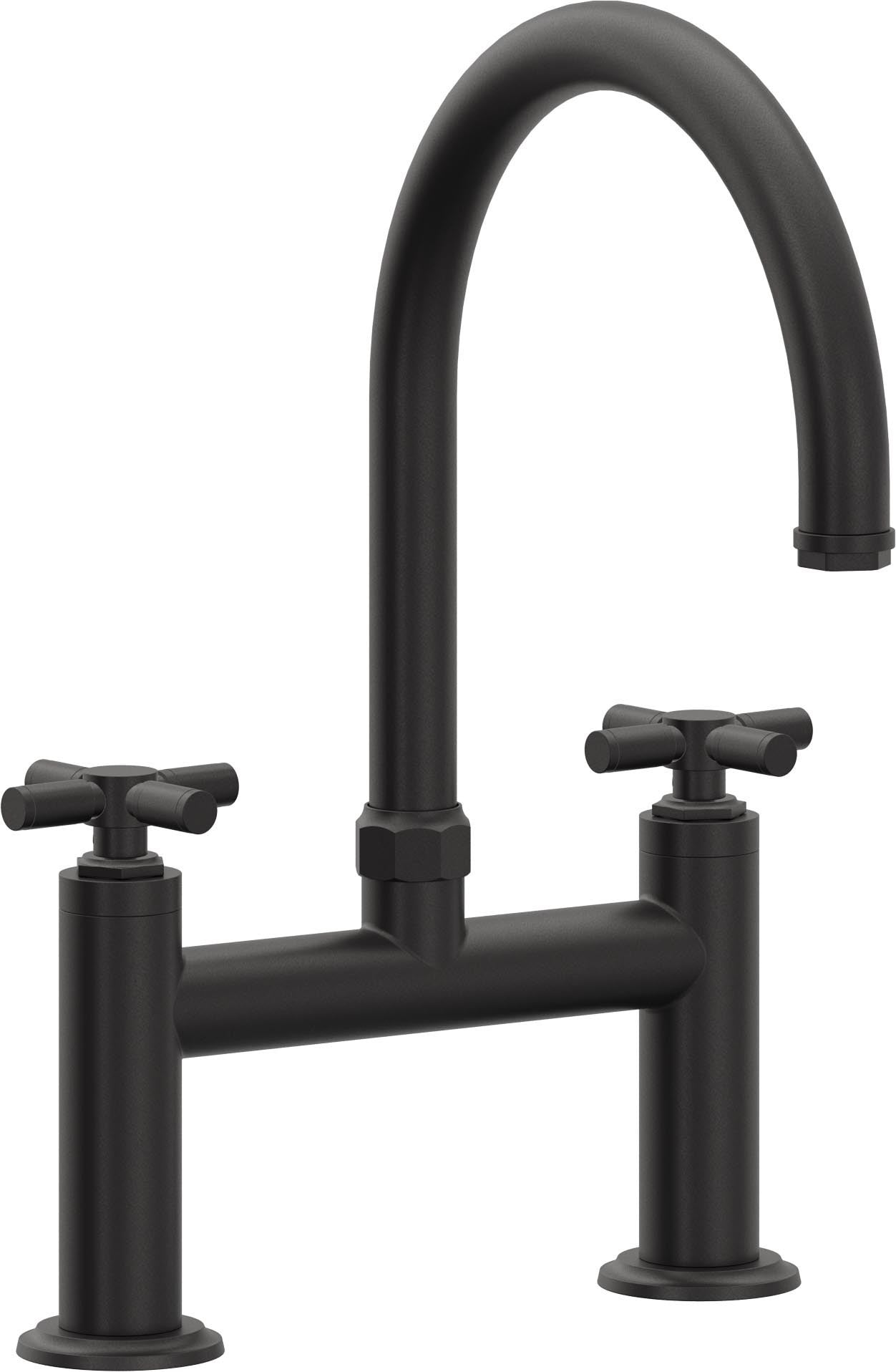 California Faucets Descanso Llave de Cocina Tipo Puente Industrial - Pico en Arco - Negro Mate