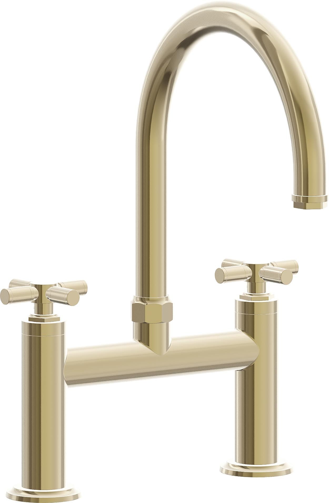 California Faucets Descanso Llave de Cocina Tipo Puente Industrial - Pico en Arco - Latón Pulido