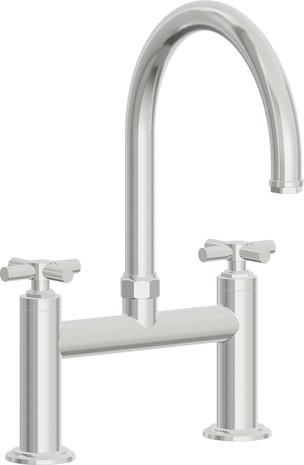 California Faucets Descanso Llave de Cocina Tipo Puente Industrial - Pico en Arco - Cromo Pulido