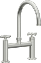 California Faucets Descanso Llave de Cocina Tipo Puente Industrial - Pico en Arco - Cromo Satinado