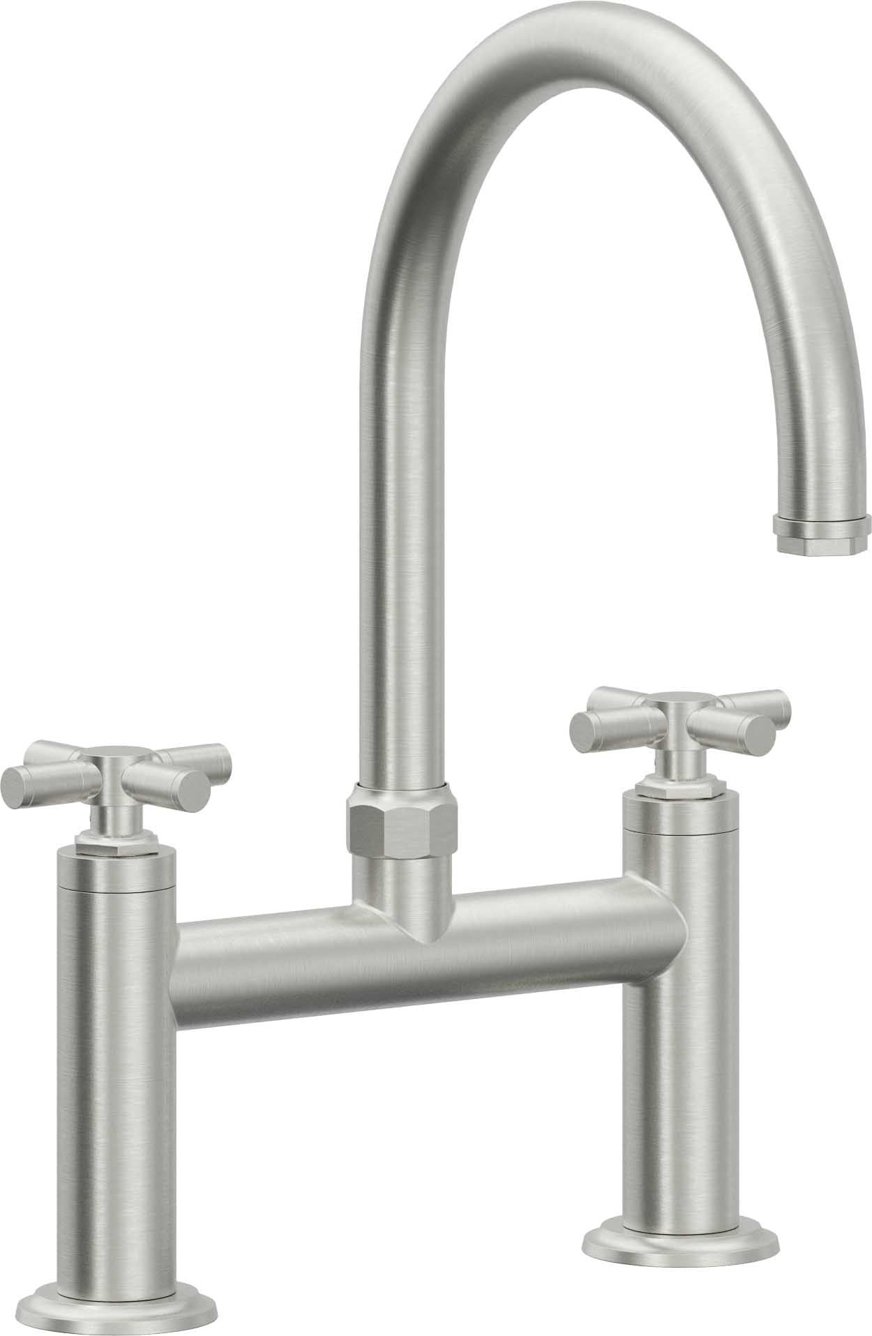 California Faucets Descanso Llave de Cocina Tipo Puente Industrial - Pico en Arco - Cromo Satinado