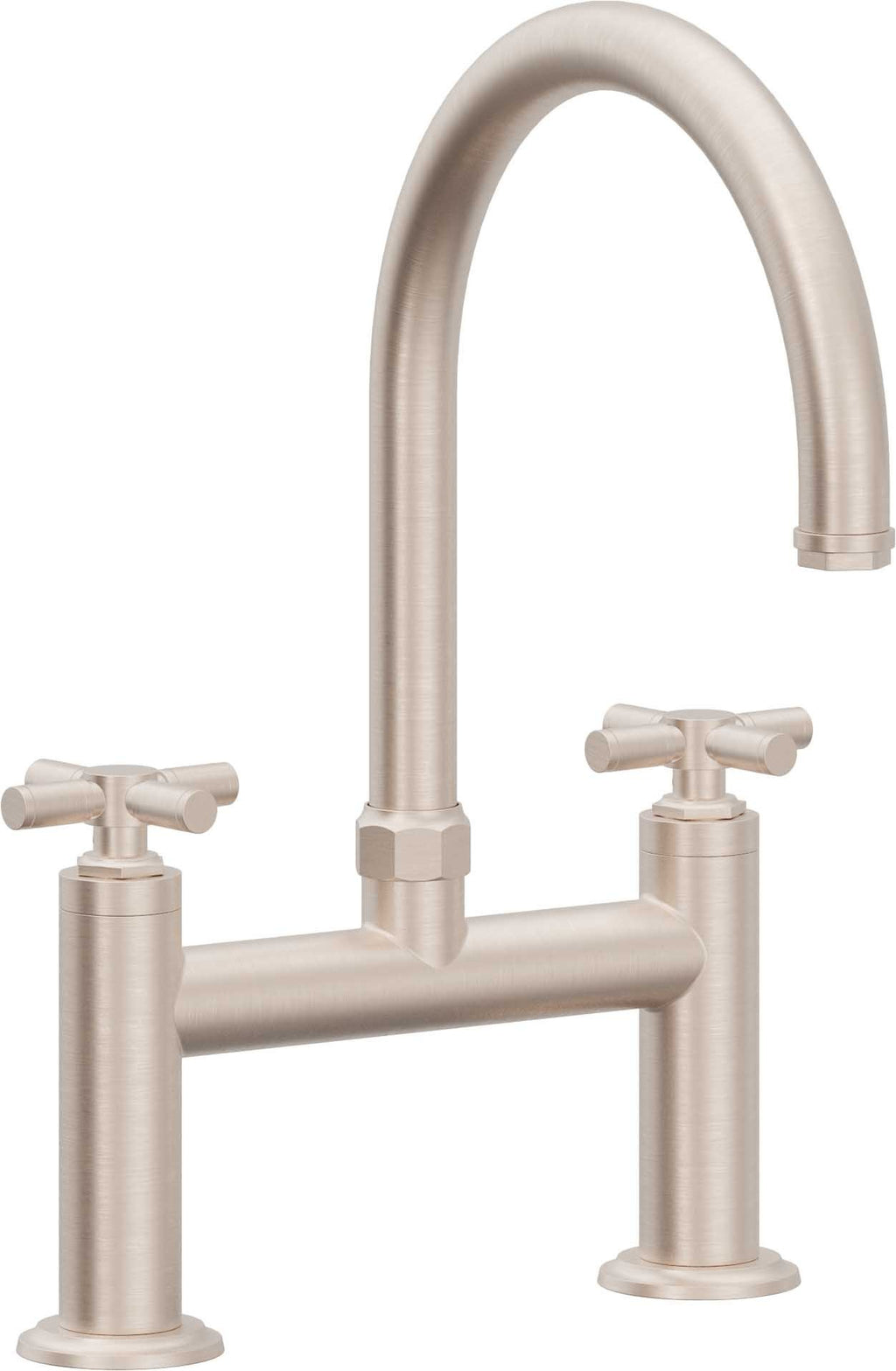 California Faucets Descanso Llave de Cocina Tipo Puente Industrial - Pico en Arco - Níquel Satinado