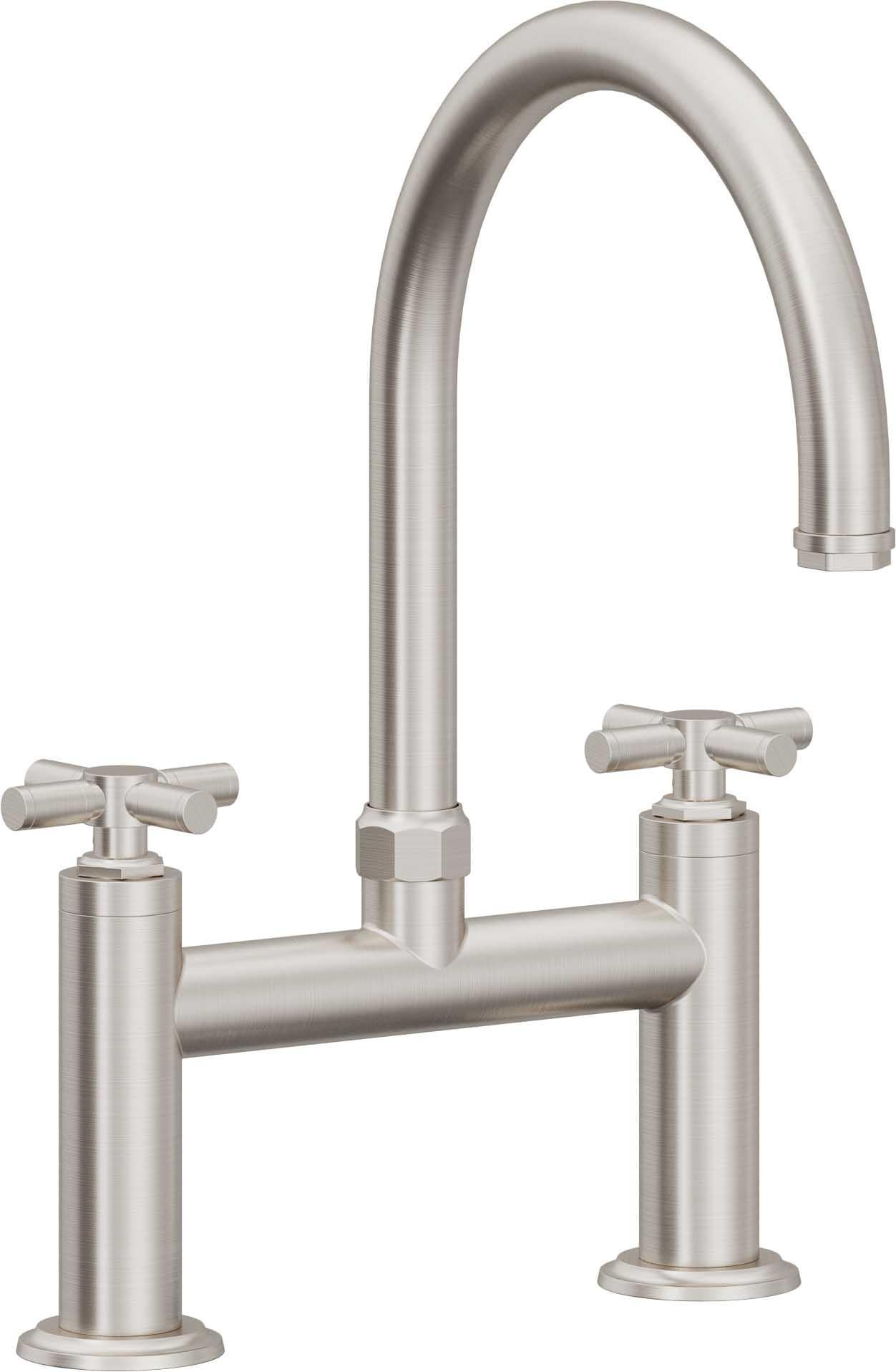 California Faucets Descanso Llave de Cocina Tipo Puente Industrial - Pico en Arco - Acero Inoxidable Ultra