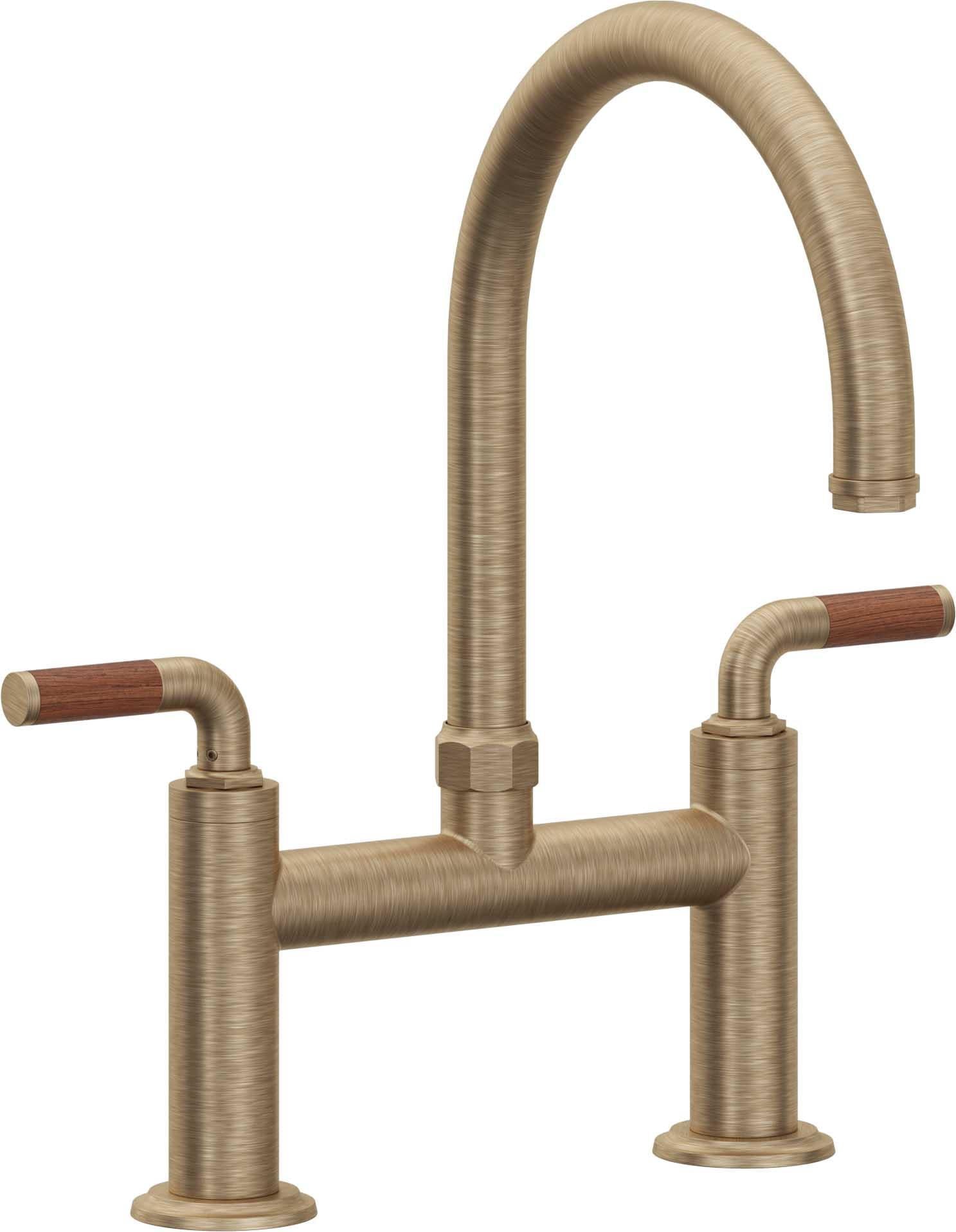 California Faucets Descanso Llave de Cocina Tipo Puente Industrial - Pico en Arco - Latón Antiguo Mate
