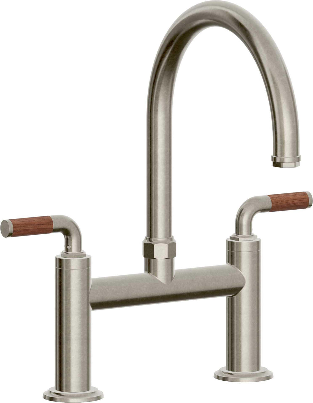 California Faucets Descanso Llave de Cocina Tipo Puente Industrial - Pico en Arco - Níquel Bruñido