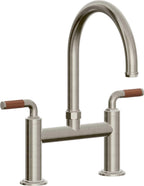 California Faucets Descanso Llave de Cocina Tipo Puente Industrial - Pico en Arco - Níquel Bruñido