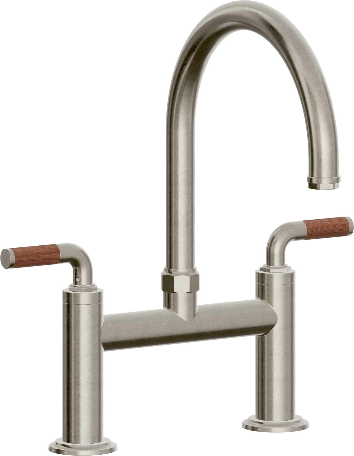 California Faucets Descanso Llave de Cocina Tipo Puente Industrial - Pico en Arco - Níquel Bruñido