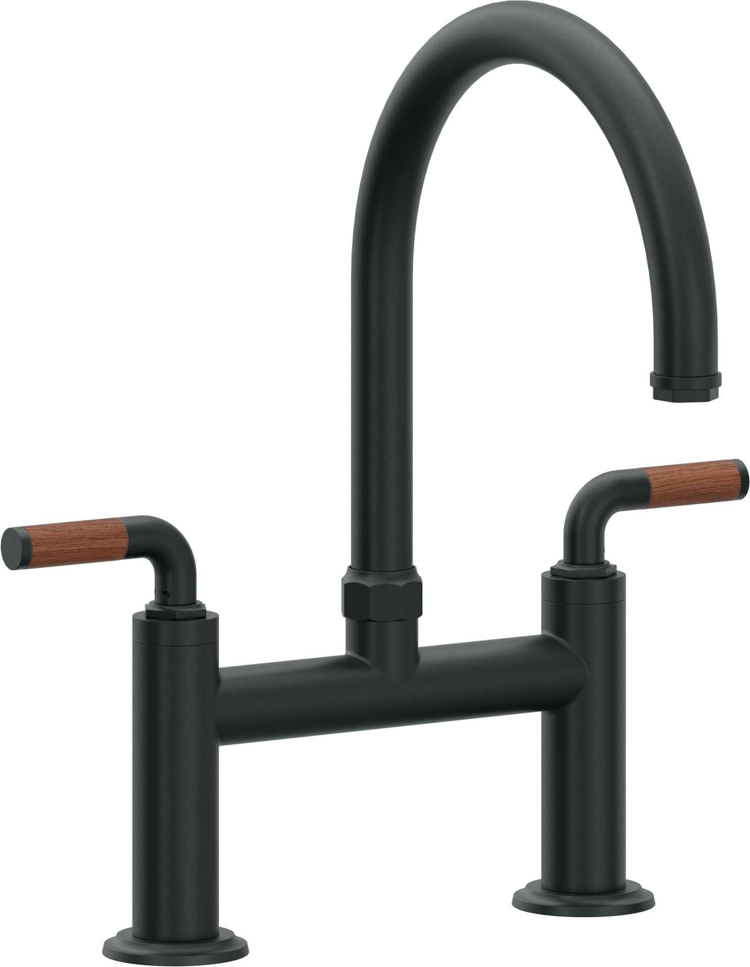 California Faucets Descanso Llave de Cocina Tipo Puente Industrial - Pico en Arco - Carbón
