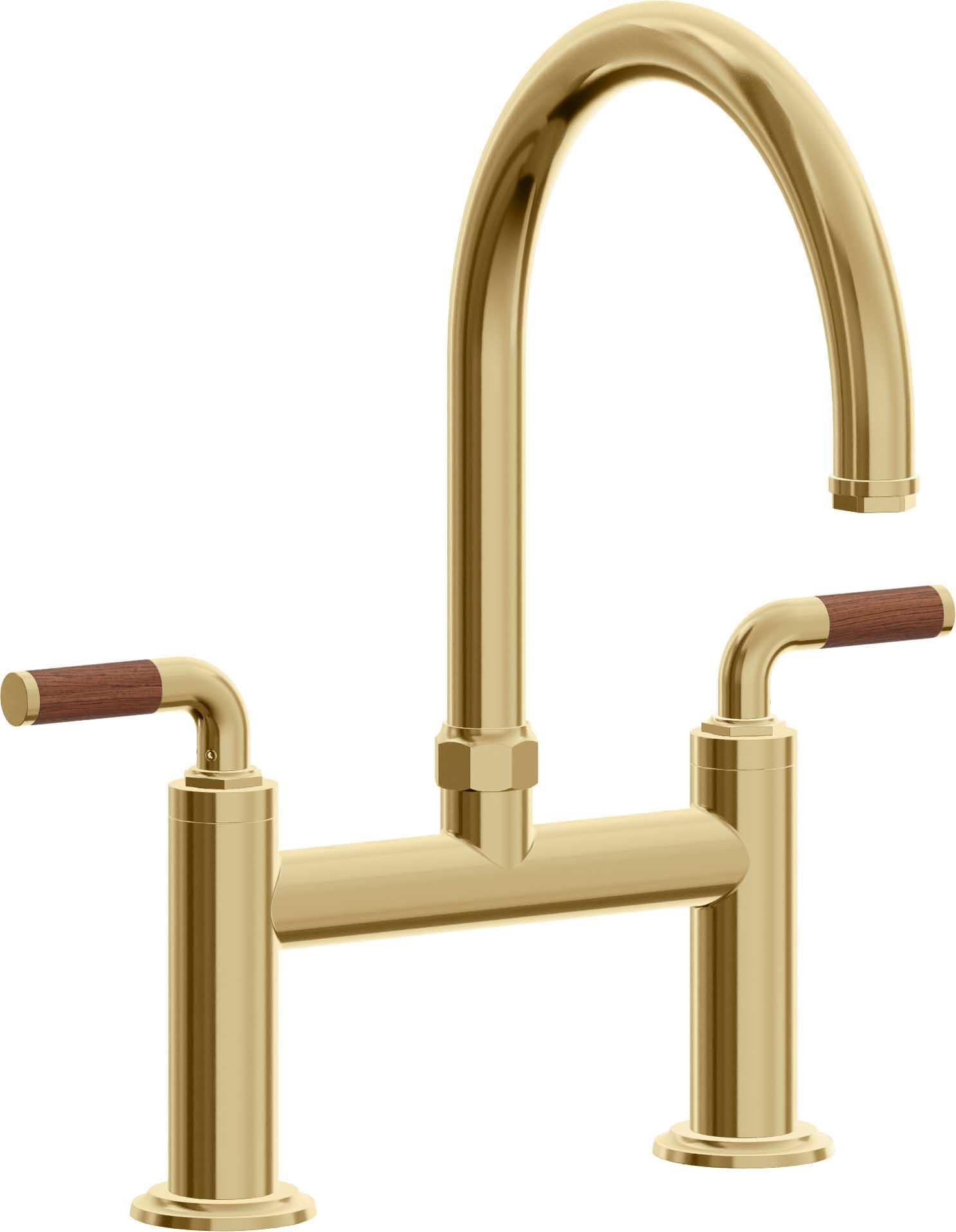 California Faucets Descanso Llave de Cocina Tipo Puente Industrial - Pico en Arco - Oro Francés