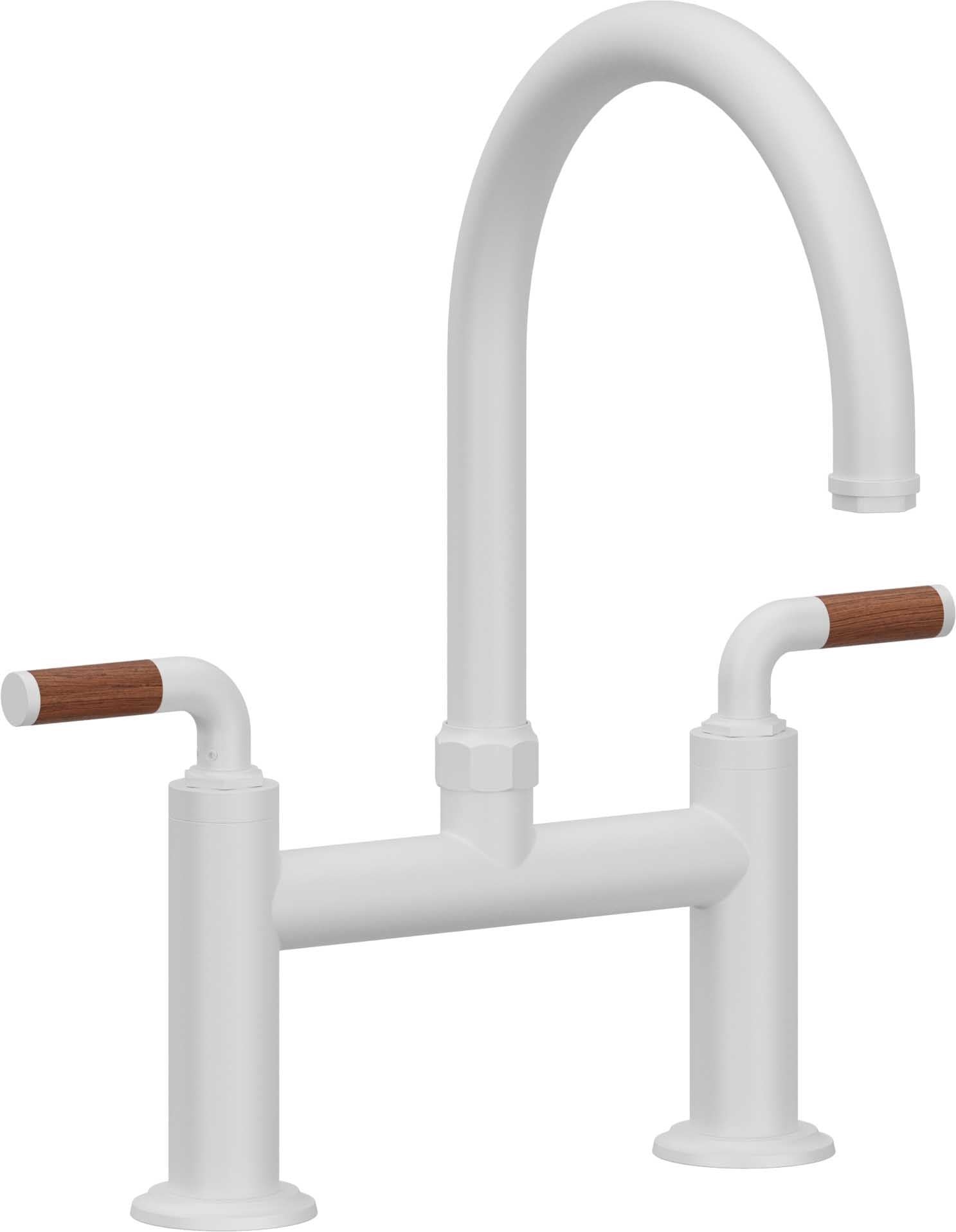 California Faucets Descanso Llave de Cocina Tipo Puente Industrial - Pico en Arco - Blanco Mate