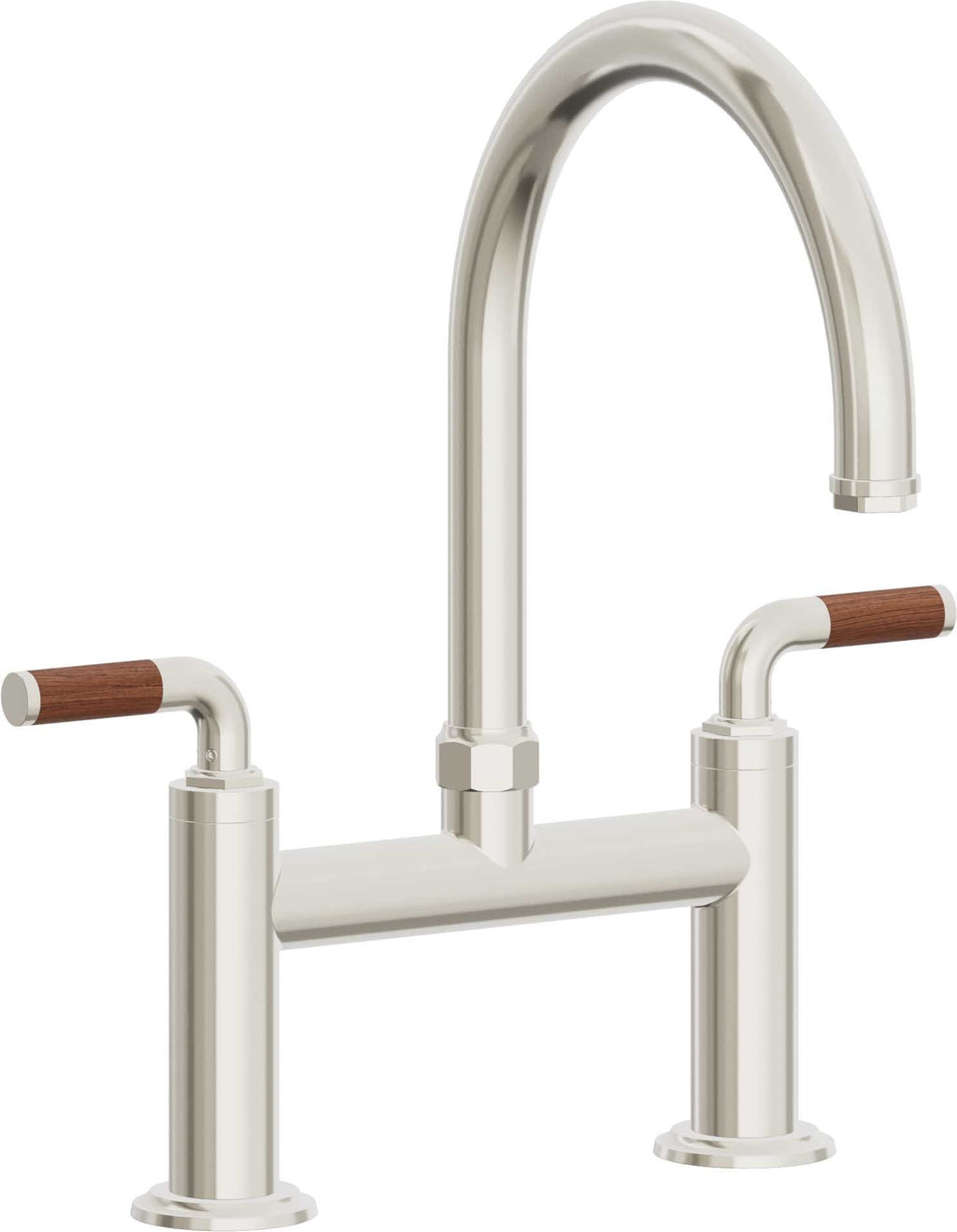 California Faucets Descanso Llave de Cocina Tipo Puente Industrial - Pico en Arco - Níquel Pulido