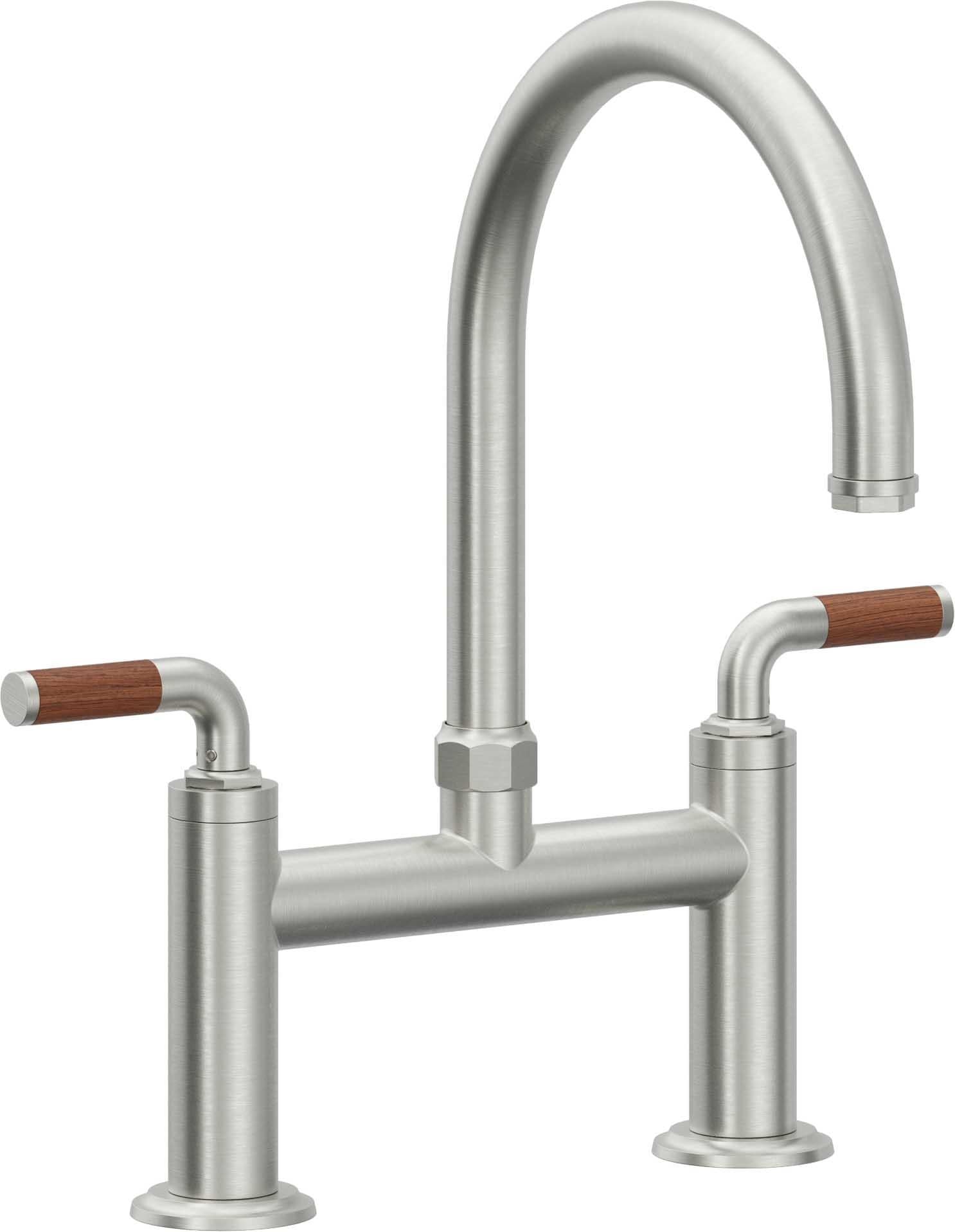 California Faucets Descanso Llave de Cocina Tipo Puente Industrial - Pico en Arco - Cromo Satinado
