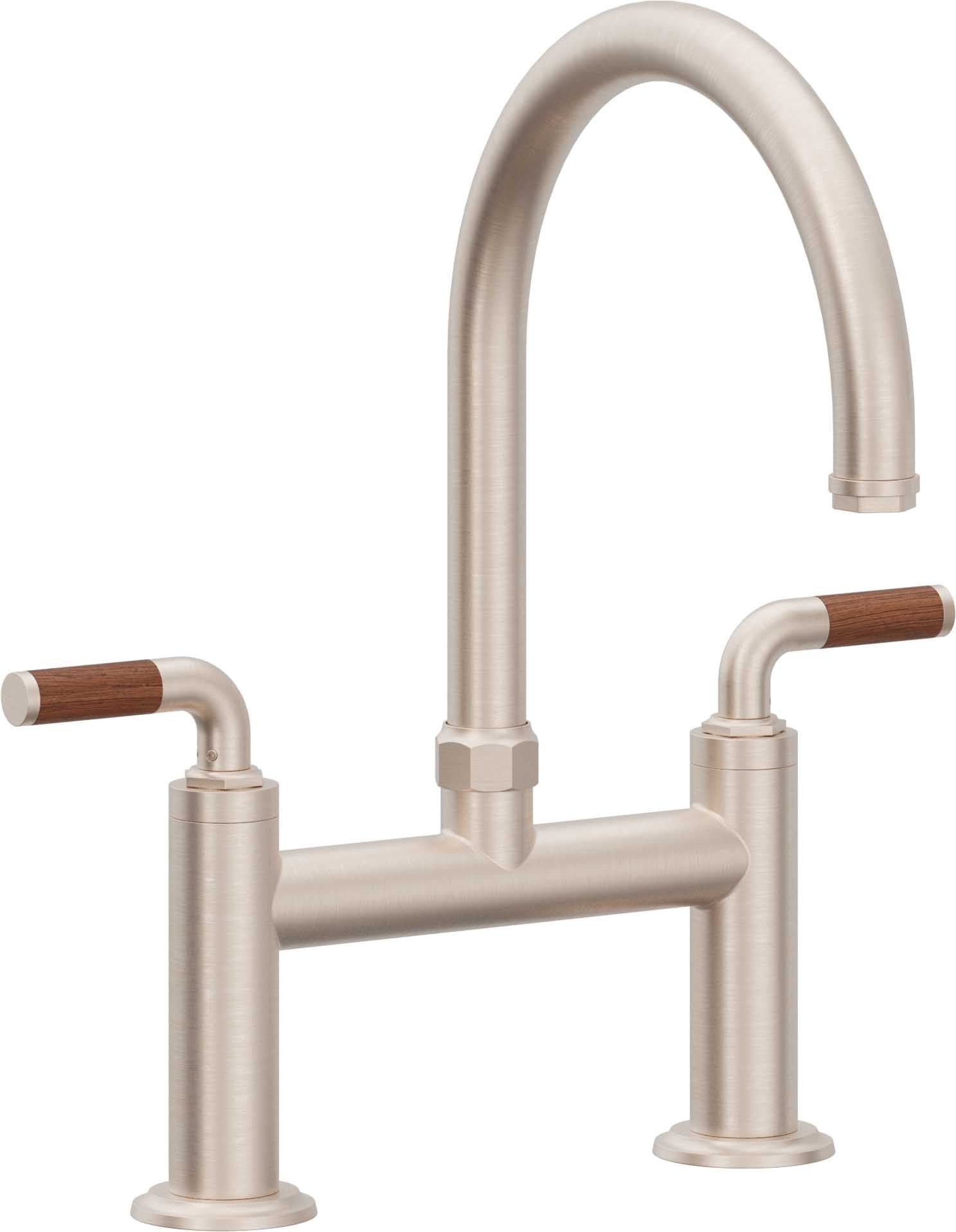 California Faucets Descanso Llave de Cocina Tipo Puente Industrial - Pico en Arco - Níquel Satinado