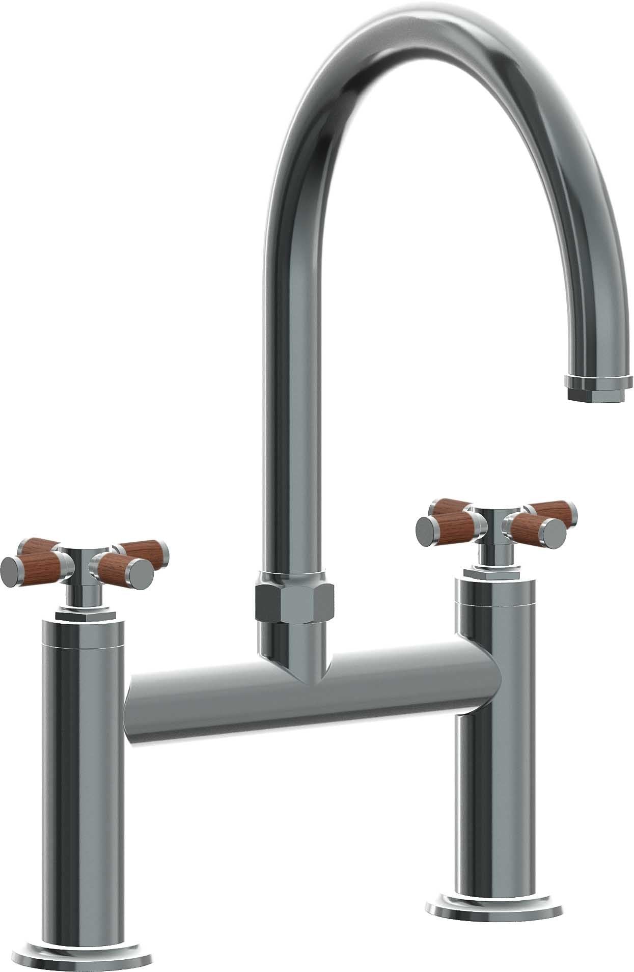 California Faucets Descanso Llave de Cocina Tipo Puente Industrial - Pico en Arco - Níquel Negro
