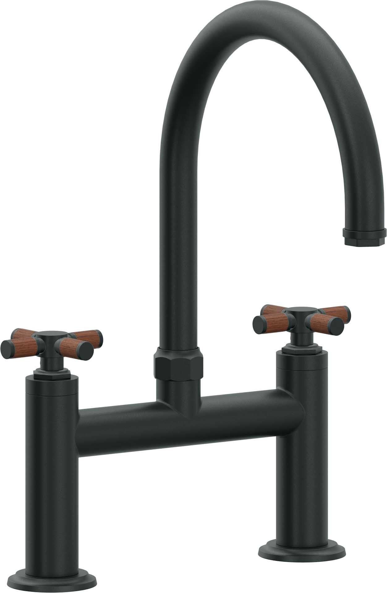 California Faucets Descanso Llave de Cocina Tipo Puente Industrial - Pico en Arco - Carbón