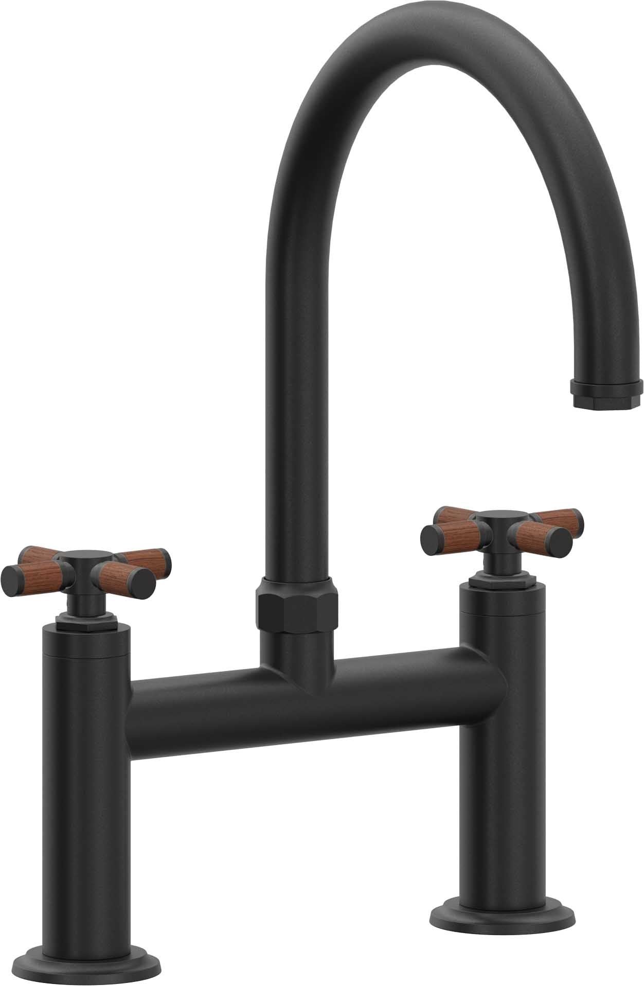 California Faucets Descanso Llave de Cocina Tipo Puente Industrial - Pico en Arco - Negro Mate