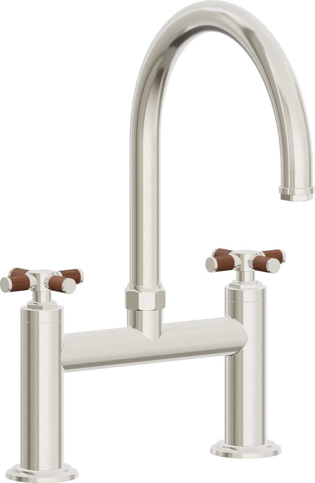 California Faucets Descanso Llave de Cocina Tipo Puente Industrial - Pico en Arco - Níquel Pulido