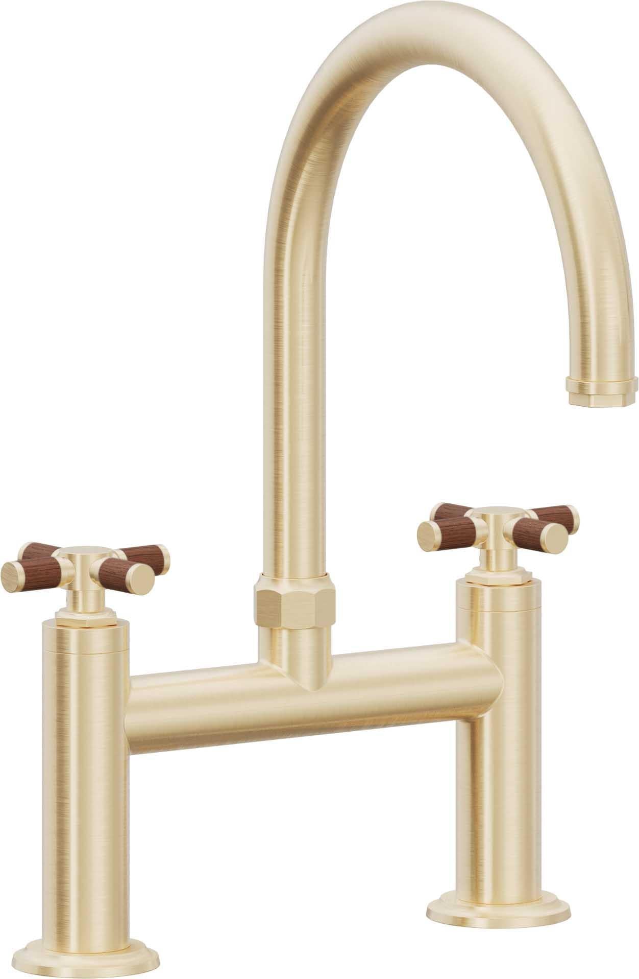 California Faucets Descanso Llave de Cocina Tipo Puente Industrial - Pico en Arco - Latón Satinado