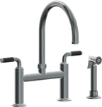 California Faucets Descanso Llave de Cocina Tipo Puente Industrial con Rociador Lateral - Pico en Arco - Níquel Negro