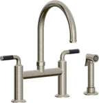 California Faucets Descanso Llave de Cocina Tipo Puente Industrial con Rociador Lateral - Pico en Arco - Níquel Bruñido