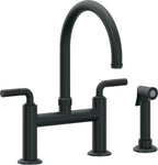 California Faucets Descanso Llave de Cocina Tipo Puente Industrial con Rociador Lateral - Pico en Arco - Carbón