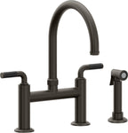 California Faucets Descanso Llave de Cocina Tipo Puente Industrial con Rociador Lateral - Pico en Arco - Bronce Oscuro