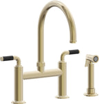 California Faucets Descanso Llave de Cocina Tipo Puente Industrial con Rociador Lateral - Pico en Arco - Latón Pulido