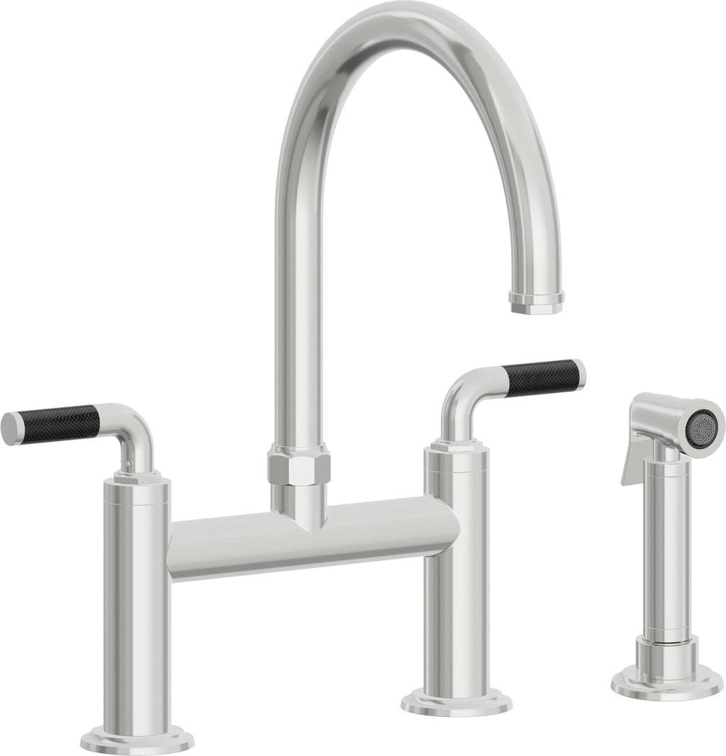 California Faucets Descanso Llave de Cocina Tipo Puente Industrial con Rociador Lateral - Pico en Arco - Cromo Pulido