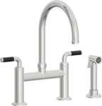 California Faucets Descanso Llave de Cocina Tipo Puente Industrial con Rociador Lateral - Pico en Arco - Cromo Pulido