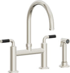 California Faucets Descanso Llave de Cocina Tipo Puente Industrial con Rociador Lateral - Pico en Arco - Níquel Pulido