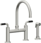 California Faucets Descanso Llave de Cocina Tipo Puente Industrial con Rociador Lateral - Pico en Arco - Cromo Satinado