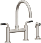 California Faucets Descanso Llave de Cocina Tipo Puente Industrial con Rociador Lateral - Pico en Arco - Acero Inoxidable Ultra
