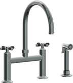 California Faucets Descanso Llave de Cocina Tipo Puente Industrial con Rociador Lateral - Pico en Arco - Níquel Negro