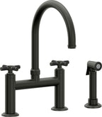 California Faucets Descanso Llave de Cocina Tipo Puente Industrial con Rociador Lateral - Pico en Arco - Bronce Bella Terra