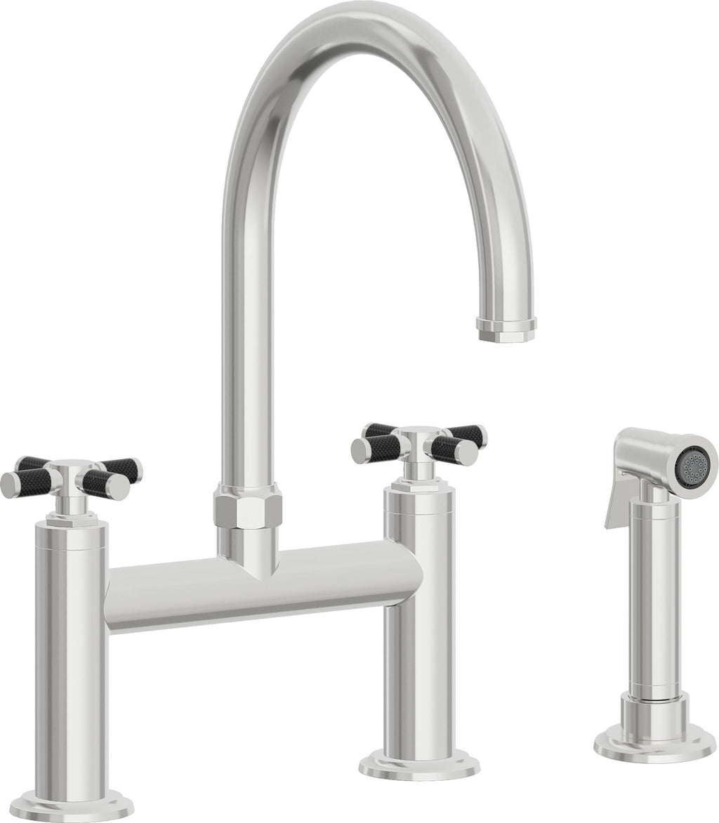 California Faucets Descanso Llave de Cocina Tipo Puente Industrial con Rociador Lateral - Pico en Arco - Cromo Pulido