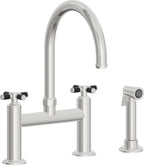California Faucets Descanso Llave de Cocina Tipo Puente Industrial con Rociador Lateral - Pico en Arco - Cromo Pulido