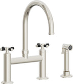 California Faucets Descanso Llave de Cocina Tipo Puente Industrial con Rociador Lateral - Pico en Arco - Níquel Pulido