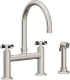 California Faucets Descanso Llave de Cocina Tipo Puente Industrial con Rociador Lateral - Pico en Arco - Acero Inoxidable Ultra