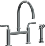 California Faucets Descanso Llave de Cocina Tipo Puente Industrial con Rociador Lateral - Pico en Arco - Níquel Negro