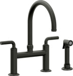 California Faucets Descanso Llave de Cocina Tipo Puente Industrial con Rociador Lateral - Pico en Arco - Bronce Bella Terra