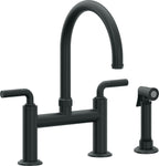 California Faucets Descanso Llave de Cocina Tipo Puente Industrial con Rociador Lateral - Pico en Arco - Carbón
