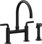 California Faucets Descanso Llave de Cocina Tipo Puente Industrial con Rociador Lateral - Pico en Arco - Negro Mate