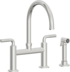 California Faucets Descanso Llave de Cocina Tipo Puente Industrial con Rociador Lateral - Pico en Arco - Cromo Pulido