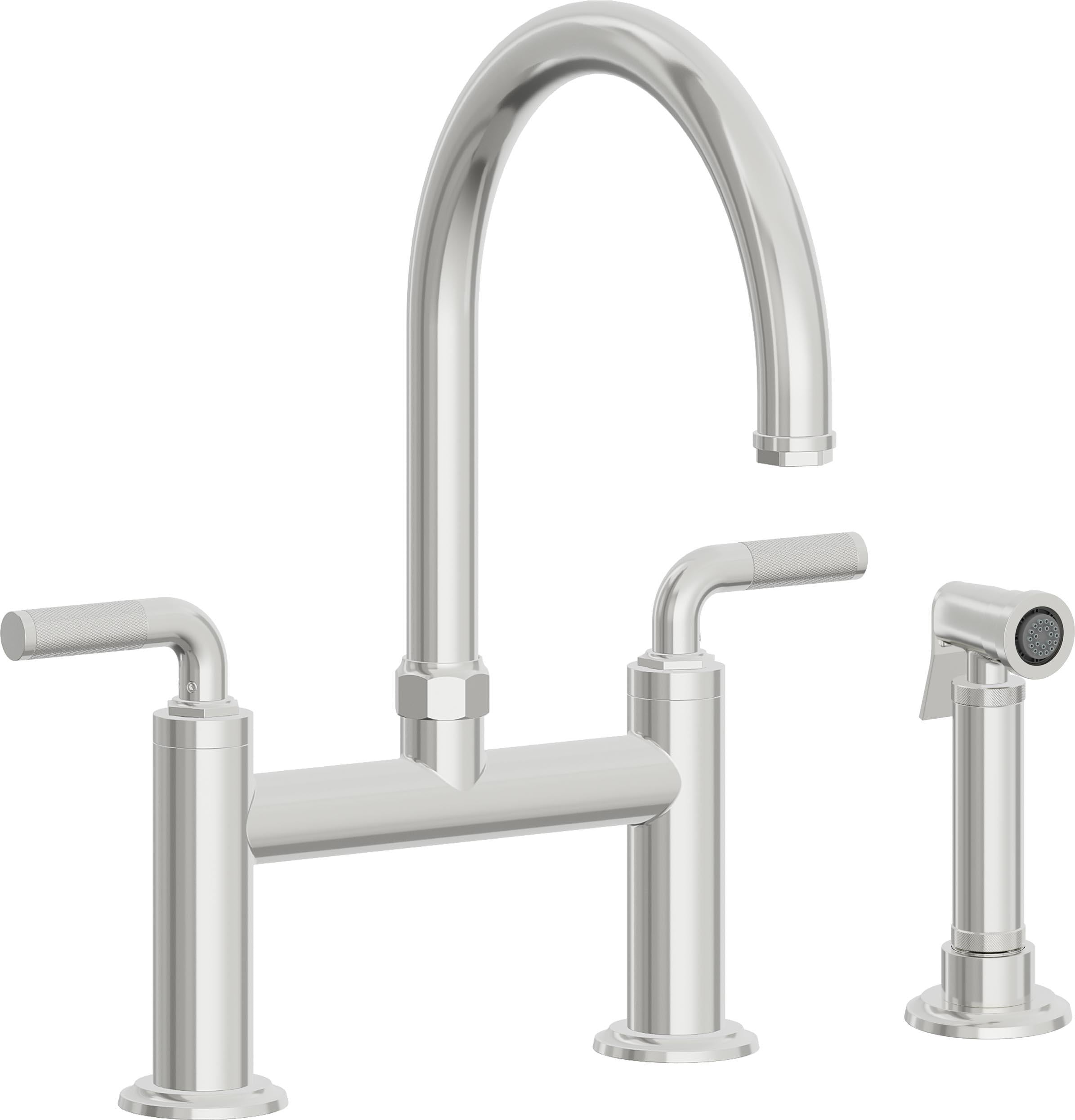 California Faucets Descanso Llave de Cocina Tipo Puente Industrial con Rociador Lateral - Pico en Arco - Cromo Pulido