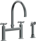 California Faucets Descanso Llave de Cocina Tipo Puente Industrial con Rociador Lateral - Pico en Arco - Níquel Negro