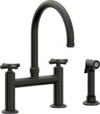 California Faucets Descanso Llave de Cocina Tipo Puente Industrial con Rociador Lateral - Pico en Arco - Bronce Bella Terra