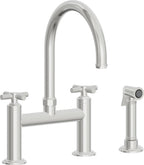 California Faucets Descanso Llave de Cocina Tipo Puente Industrial con Rociador Lateral - Pico en Arco - Cromo Pulido
